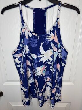 EUC tek gear DryTEK Navy Floral Racerback Activewear Tank Top